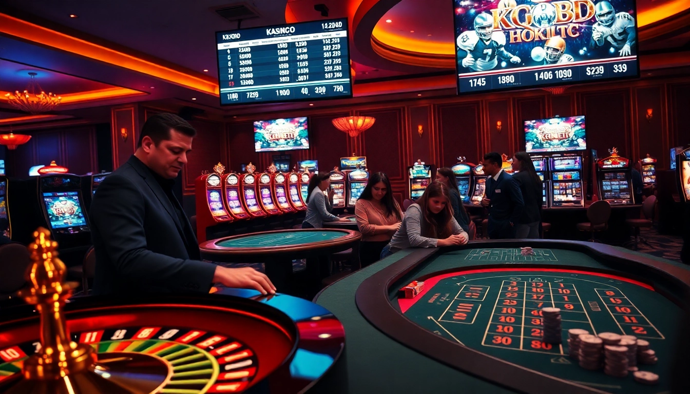 Engaging kqbd sports betting scene with roulette wheel and excited players.