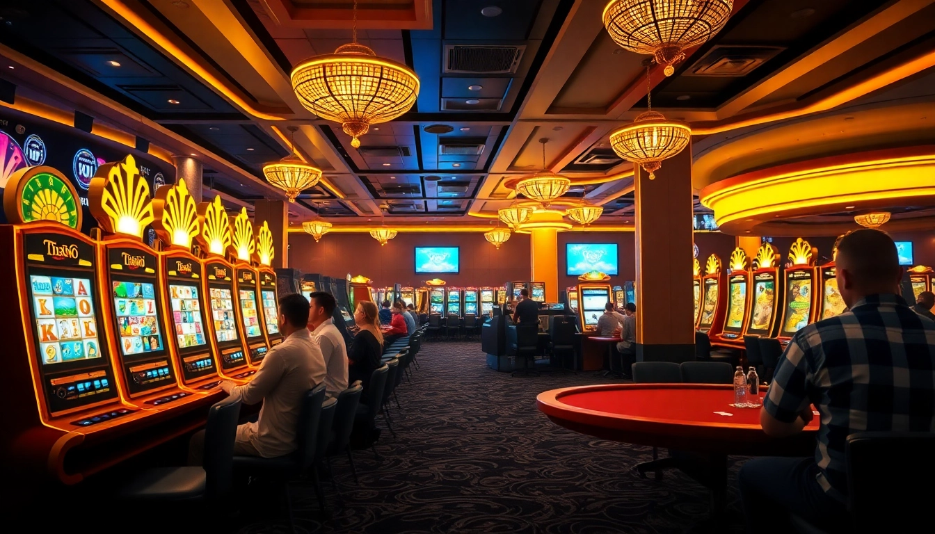 Exciting online gambling scene with players enjoying games at king88 casino, vibrant and engaging atmosphere.