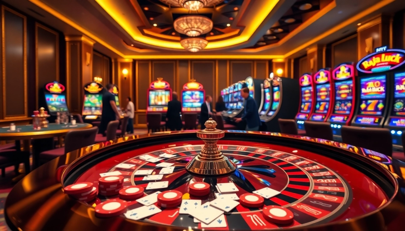 Experience thrilling raja luck gameplay at a luxurious casino table filled with excitement.
