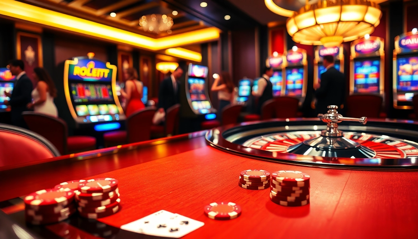 Experience luxury gambling at the casino with RR99 poker chips and vibrant tables.